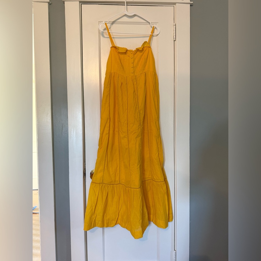EUC Maeve Anthropology Yellow Gold Cotton Maxi